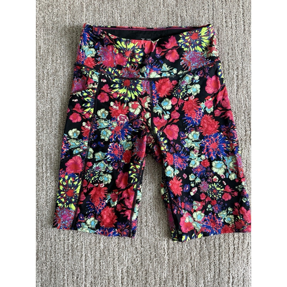 Calvin Klein Performance Floral Bike Shorts Women's Small Black Multicolor 8"